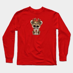 Cute Royal Cougar Wearing Crown Long Sleeve T-Shirt